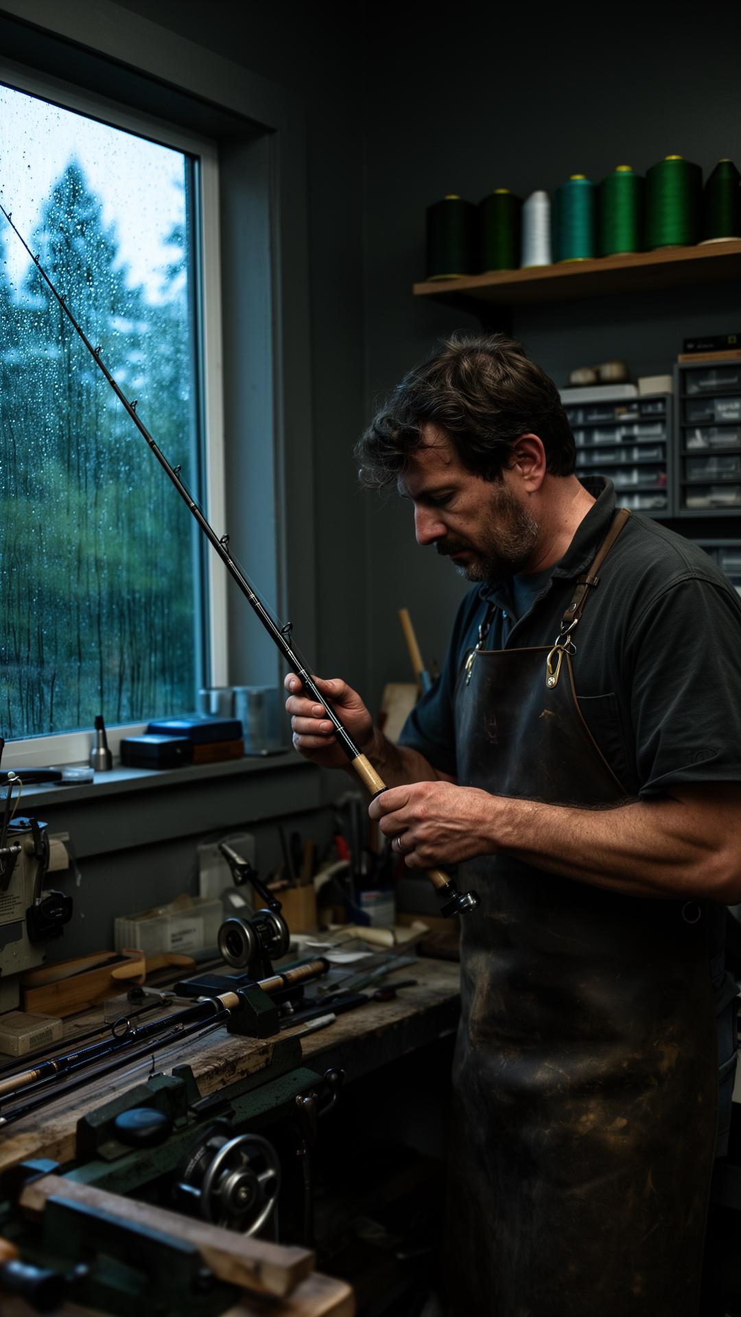 Craftsman turning a rod handle on a lathe